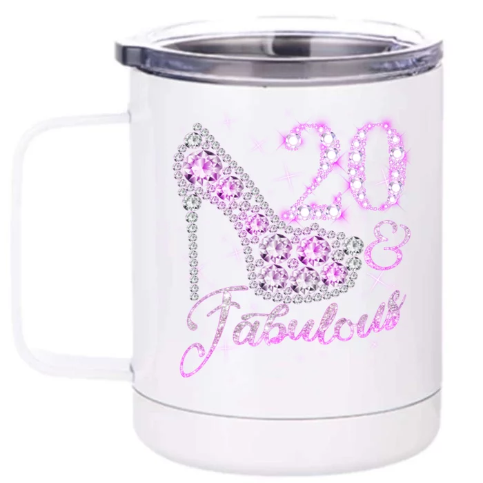 Fabulous & 20 Sparkly Shiny Heel 20th Birthday Front & Back 12oz Stainless Steel Tumbler Cup