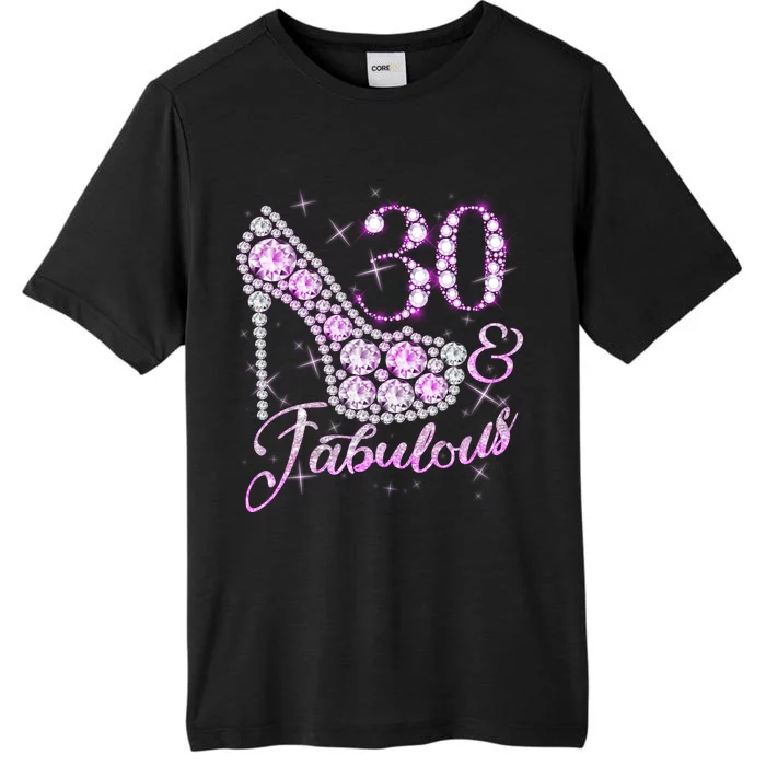 Fabulous & 30 Sparkly Shiny Heel 30th Birthday ChromaSoft Performance T-Shirt