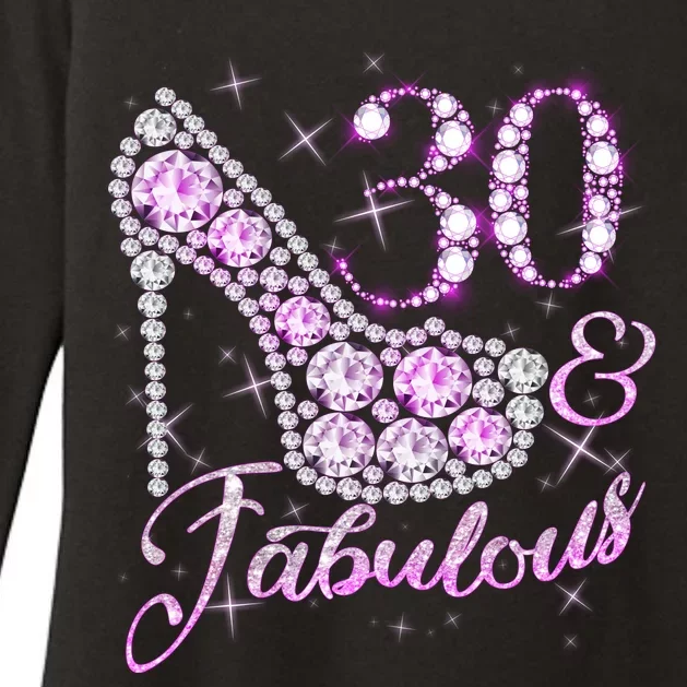 Fabulous & 30 Sparkly Shiny Heel 30th Birthday Womens CVC Long Sleeve Shirt