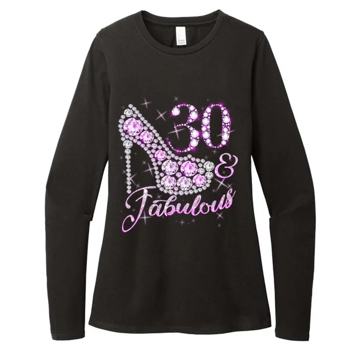 Fabulous & 30 Sparkly Shiny Heel 30th Birthday Womens CVC Long Sleeve Shirt