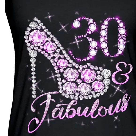 Fabulous & 30 Sparkly Shiny Heel 30th Birthday Ladies Essential Flowy Tank