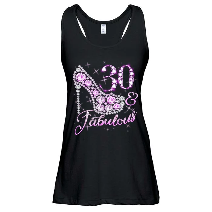 Fabulous & 30 Sparkly Shiny Heel 30th Birthday Ladies Essential Flowy Tank