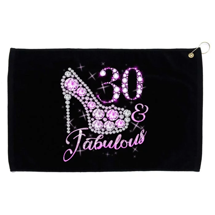 Fabulous & 30 Sparkly Shiny Heel 30th Birthday Grommeted Golf Towel