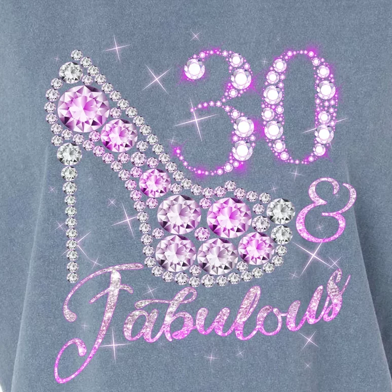 Fabulous & 30 Sparkly Shiny Heel 30th Birthday Garment-Dyed Women's Muscle Tee