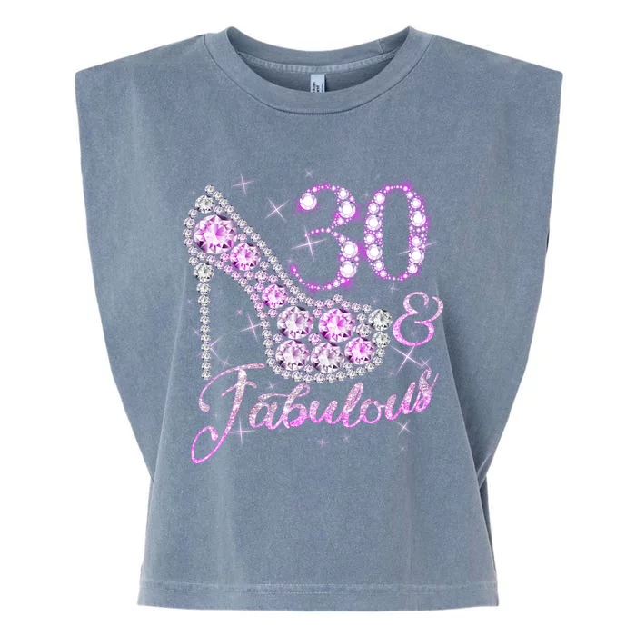 Fabulous & 30 Sparkly Shiny Heel 30th Birthday Garment-Dyed Women's Muscle Tee