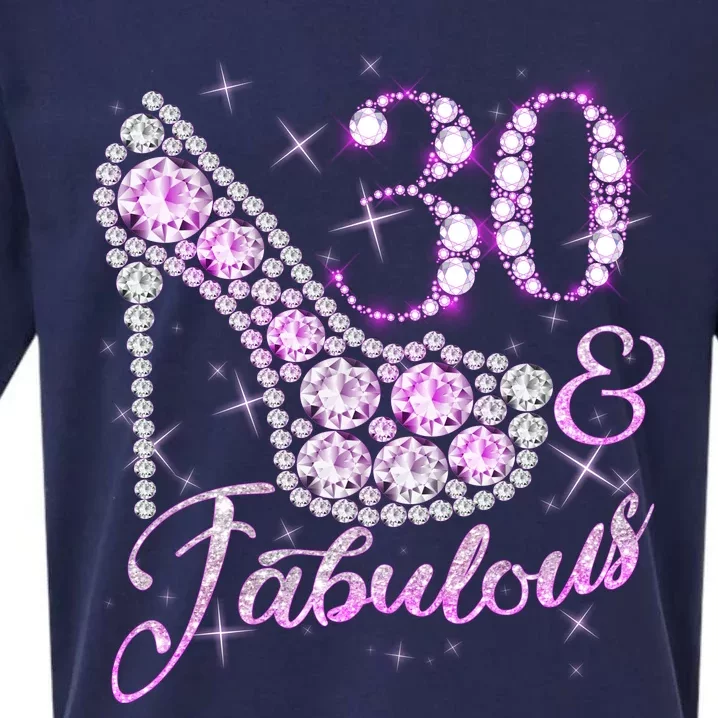 Fabulous & 30 Sparkly Shiny Heel 30th Birthday Sueded Cloud Jersey T-Shirt