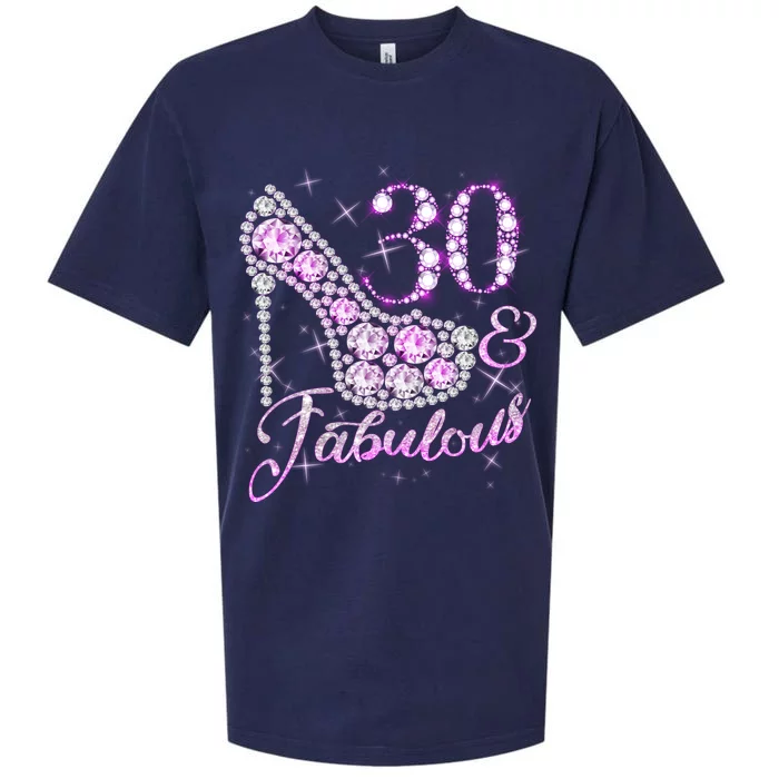 Fabulous & 30 Sparkly Shiny Heel 30th Birthday Sueded Cloud Jersey T-Shirt