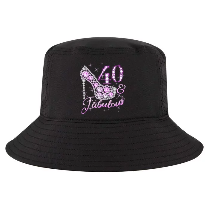 Fabulous & 40 Sparkly Shiny Heel 40th Birthday Cool Comfort Performance Bucket Hat