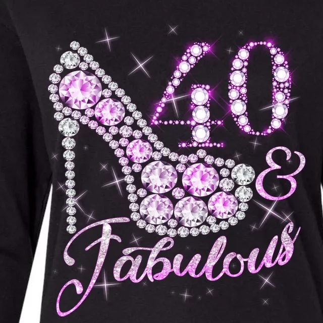 Fabulous & 40 Sparkly Shiny Heel 40th Birthday Womens Cotton Relaxed Long Sleeve T-Shirt