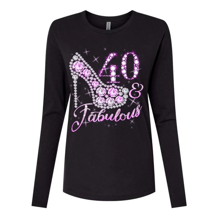 Fabulous & 40 Sparkly Shiny Heel 40th Birthday Womens Cotton Relaxed Long Sleeve T-Shirt