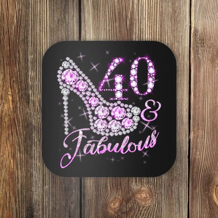 Fabulous & 40 Sparkly Shiny Heel 40th Birthday Coaster