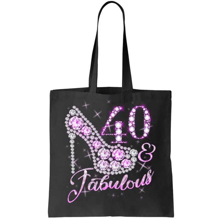 Fabulous & 40 Sparkly Shiny Heel 40th Birthday Tote Bag