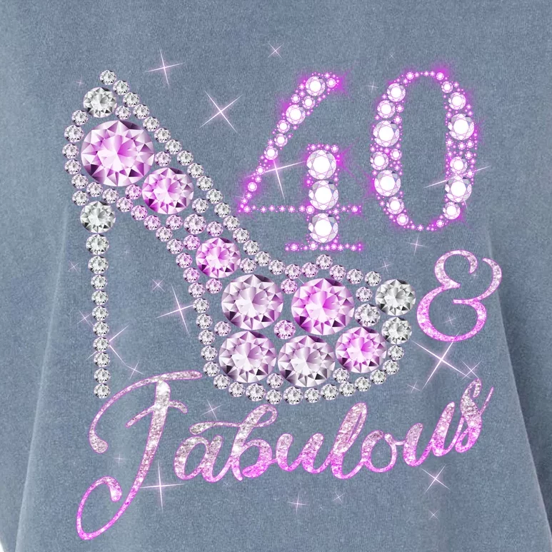 Fabulous & 40 Sparkly Shiny Heel 40th Birthday Garment-Dyed Women's Muscle Tee