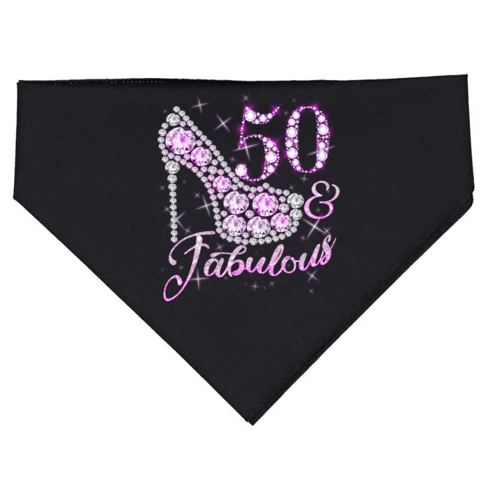 Fabulous & 50 Sparkly Shiny Heel 50th Birthday USA-Made Doggie Bandana