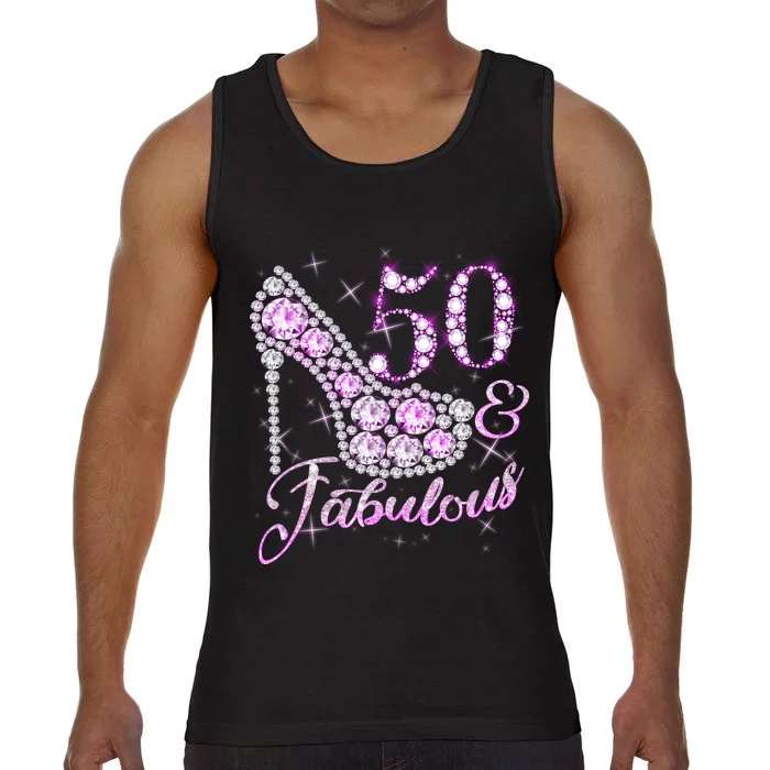 Fabulous & 50 Sparkly Shiny Heel 50th Birthday Comfort Colors® Tank Top