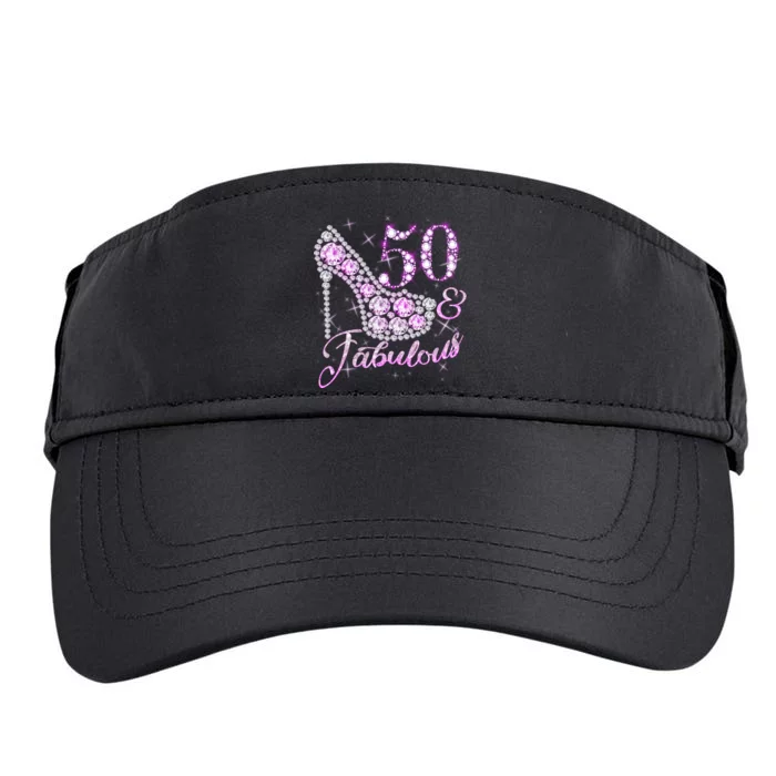 Fabulous & 50 Sparkly Shiny Heel 50th Birthday Adult Drive Performance Visor