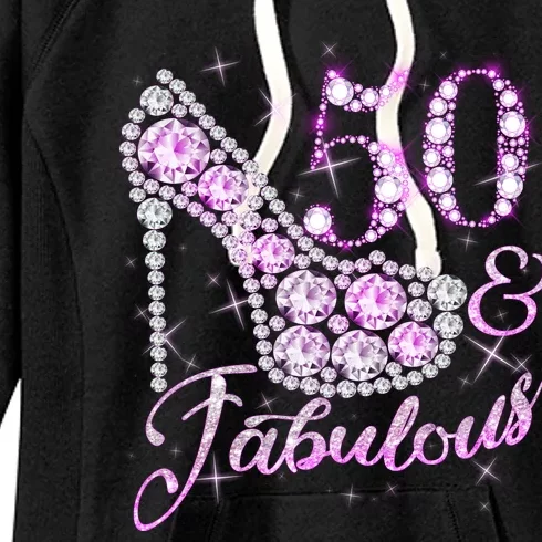 Fabulous & 50 Sparkly Shiny Heel 50th Birthday Women's Fleece Hoodie