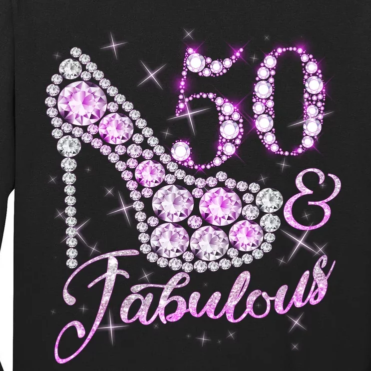 Fabulous & 50 Sparkly Shiny Heel 50th Birthday Tall Long Sleeve T-Shirt