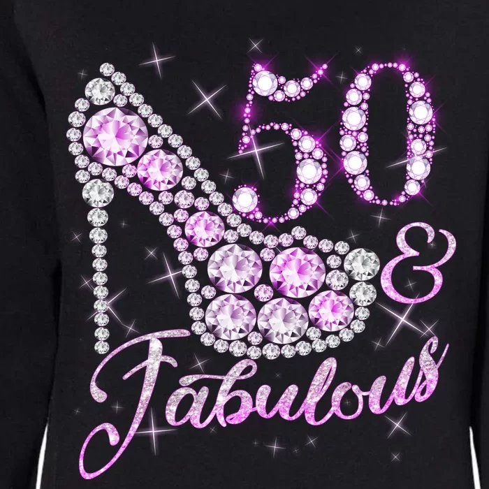 Fabulous & 50 Sparkly Shiny Heel 50th Birthday Womens California Wash Sweatshirt