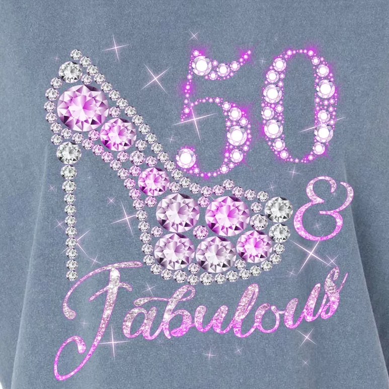 Fabulous & 50 Sparkly Shiny Heel 50th Birthday Garment-Dyed Women's Muscle Tee