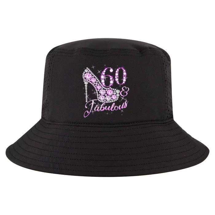 Fabulous & 60 Sparkly Shiny Heel 60th Birthday Cool Comfort Performance Bucket Hat