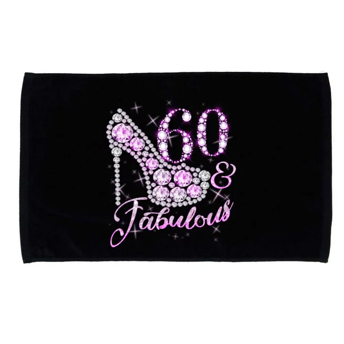 Fabulous & 60 Sparkly Shiny Heel 60th Birthday Microfiber Hand Towel