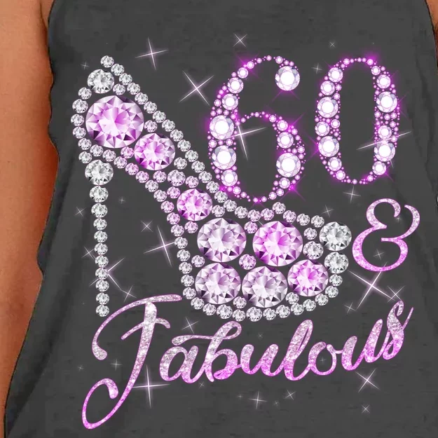 Fabulous & 60 Sparkly Shiny Heel 60th Birthday Women's Knotted Racerback Tank