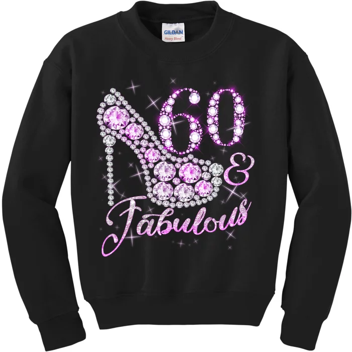 Fabulous & 60 Sparkly Shiny Heel 60th Birthday Kids Sweatshirt