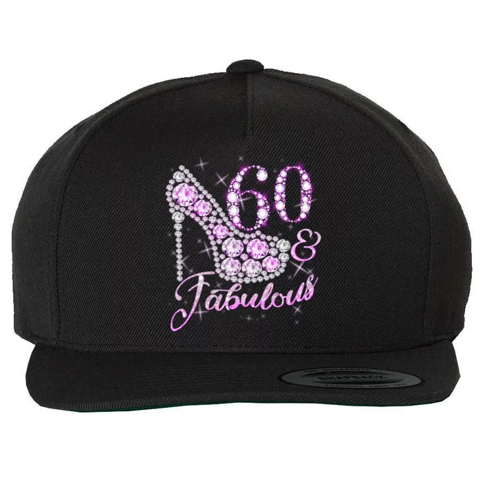 Fabulous & 60 Sparkly Shiny Heel 60th Birthday Wool Snapback Cap