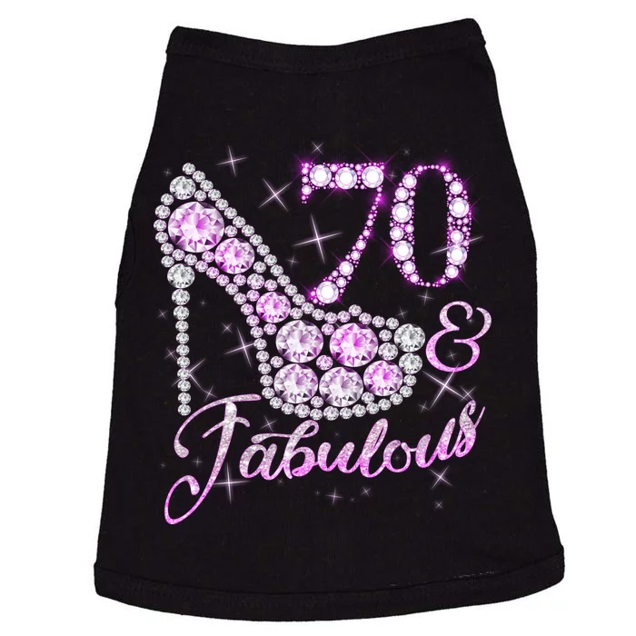 Fabulous & 70 Sparkly Shiny Heel 70th Birthday Doggie Tank