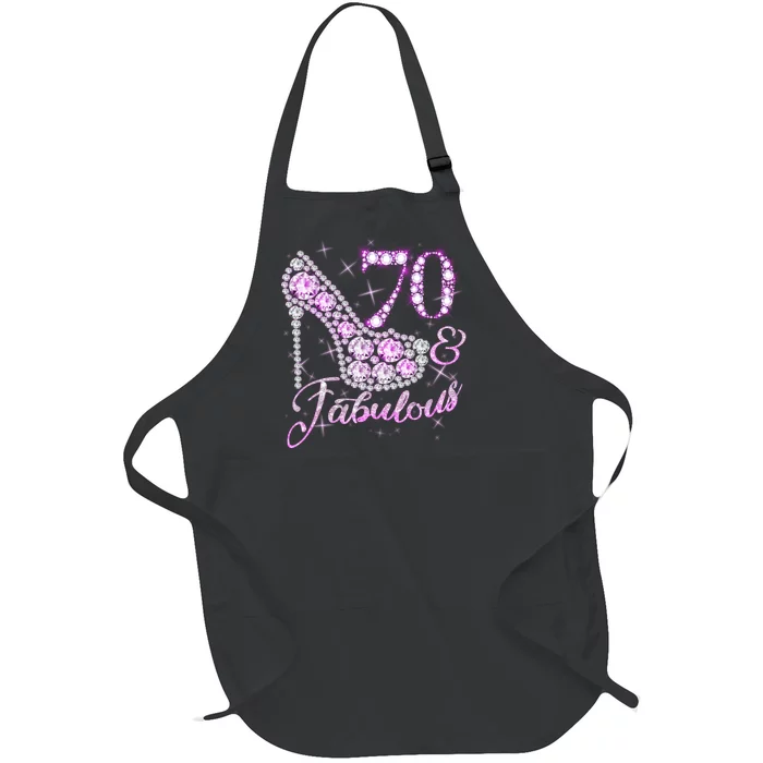 Fabulous & 70 Sparkly Shiny Heel 70th Birthday Full-Length Apron With Pocket