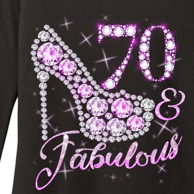 Fabulous & 70 Sparkly Shiny Heel 70th Birthday Womens CVC Long Sleeve Shirt