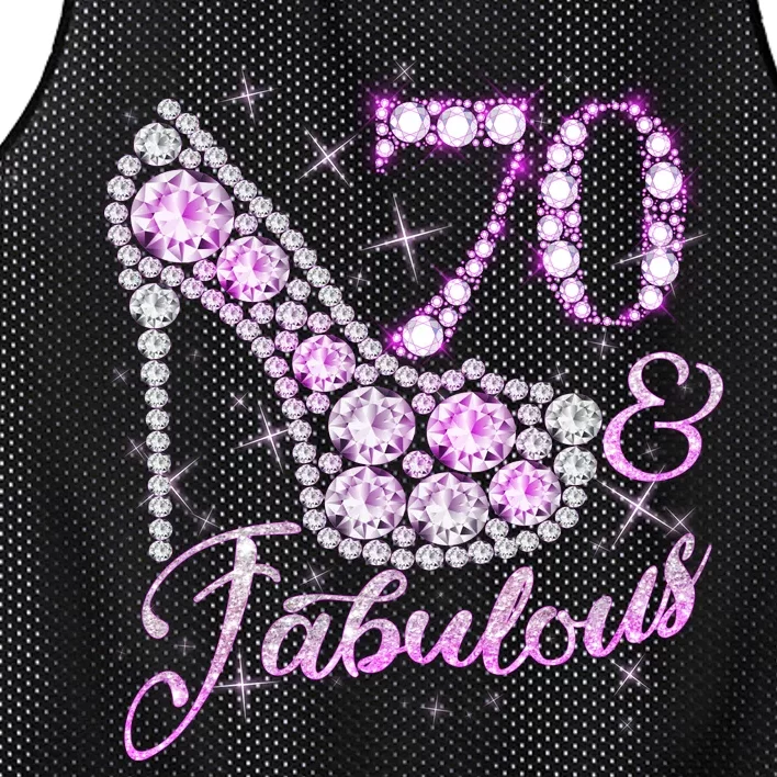 Fabulous & 70 Sparkly Shiny Heel 70th Birthday Mesh Reversible Basketball Jersey Tank