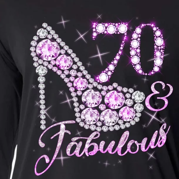 Fabulous & 70 Sparkly Shiny Heel 70th Birthday Cooling Performance Long Sleeve Crew