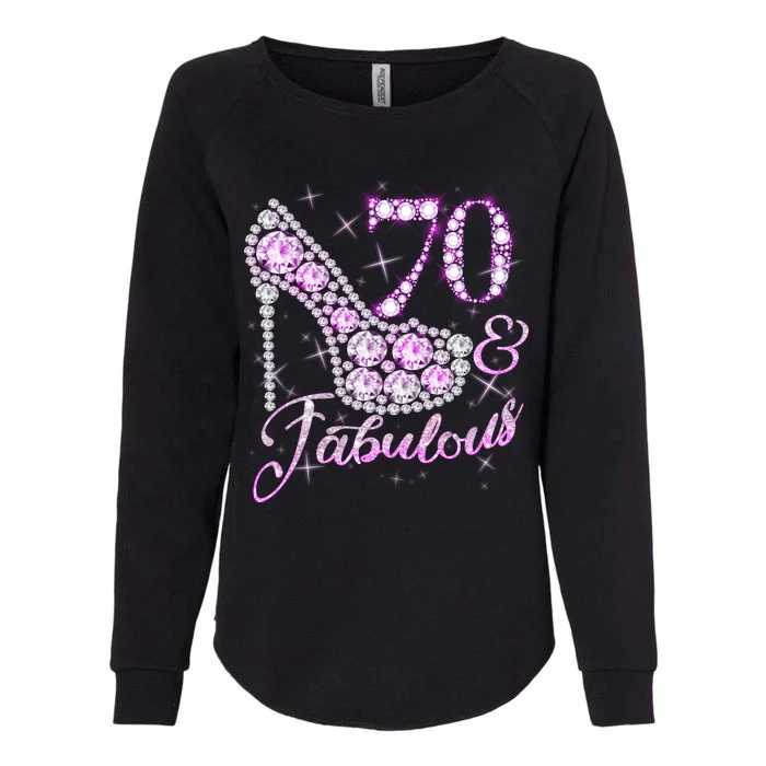 Fabulous & 70 Sparkly Shiny Heel 70th Birthday Womens California Wash Sweatshirt