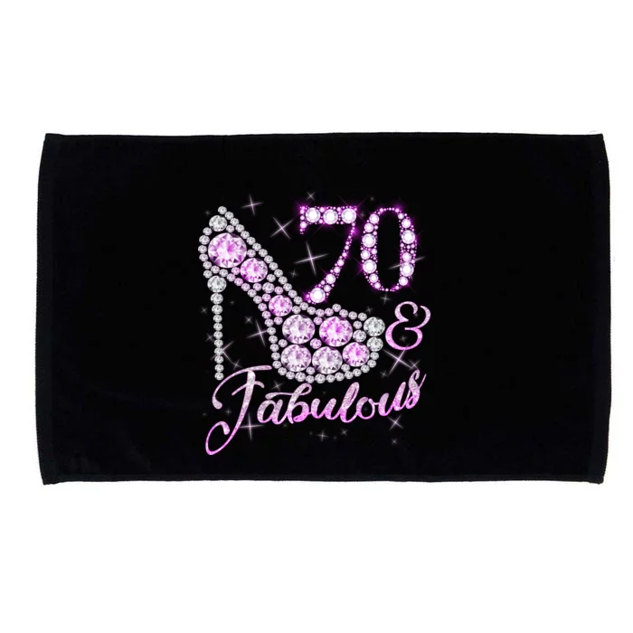 Fabulous & 70 Sparkly Shiny Heel 70th Birthday Microfiber Hand Towel