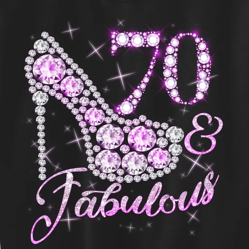 Fabulous & 70 Sparkly Shiny Heel 70th Birthday Kids Sweatshirt