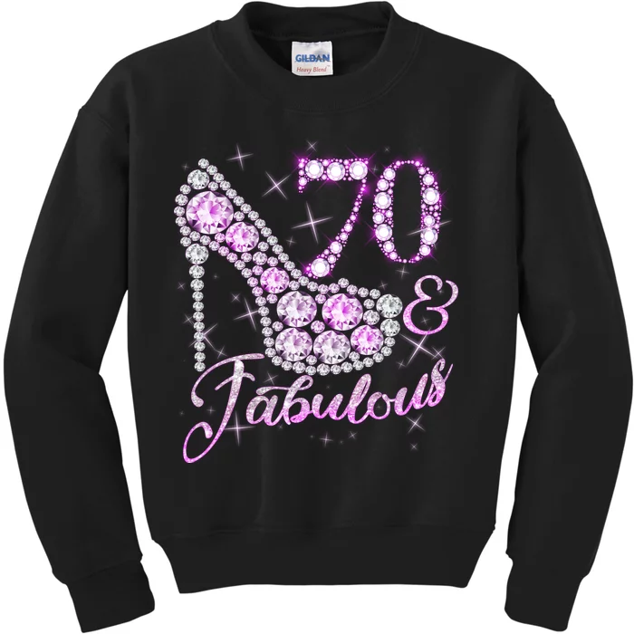 Fabulous & 70 Sparkly Shiny Heel 70th Birthday Kids Sweatshirt