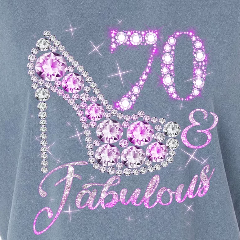 Fabulous & 70 Sparkly Shiny Heel 70th Birthday Garment-Dyed Women's Muscle Tee