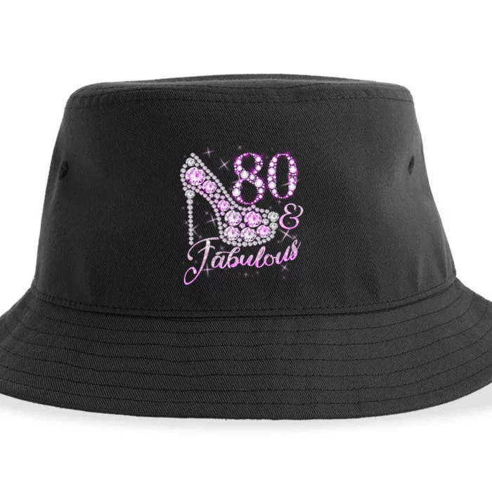 Fabulous & 80 Sparkly Shiny Heel 80th Birthday Sustainable Bucket Hat