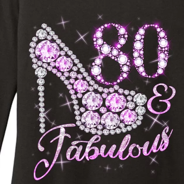 Fabulous & 80 Sparkly Shiny Heel 80th Birthday Womens CVC Long Sleeve Shirt