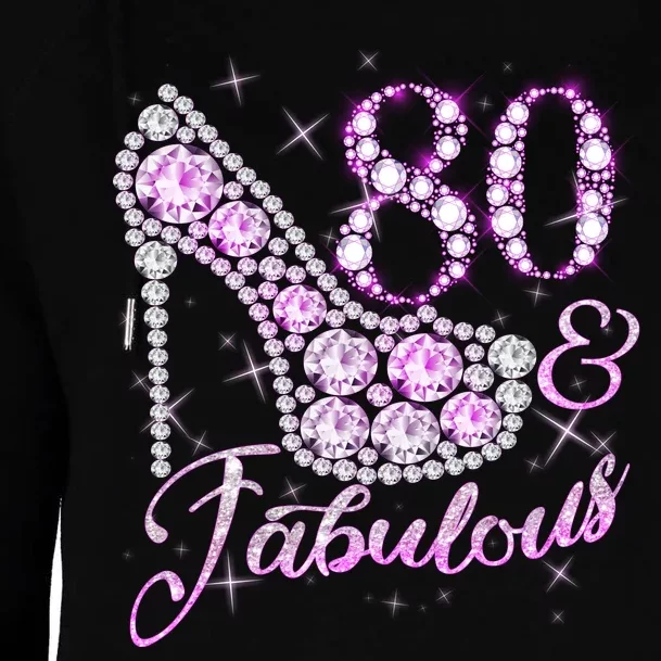 Fabulous & 80 Sparkly Shiny Heel 80th Birthday Womens Funnel Neck Pullover Hood