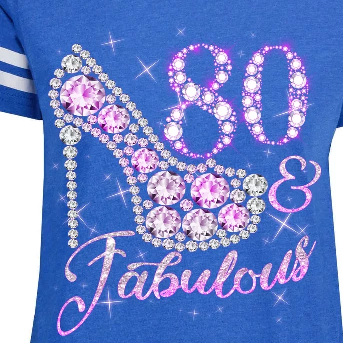 Fabulous & 80 Sparkly Shiny Heel 80th Birthday Enza Ladies Jersey Football T-Shirt