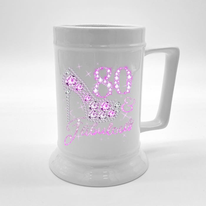 Fabulous & 80 Sparkly Shiny Heel 80th Birthday Front & Back Beer Stein