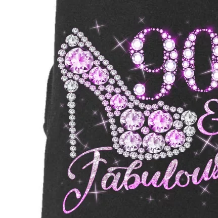 Fabulous & 90 Sparkly Shiny Heel 90th Birthday Doggie 3-End Fleece Hoodie