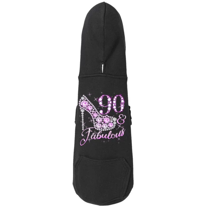 Fabulous & 90 Sparkly Shiny Heel 90th Birthday Doggie 3-End Fleece Hoodie