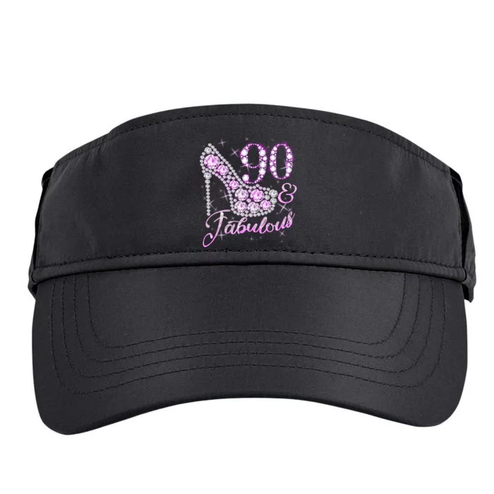 Fabulous & 90 Sparkly Shiny Heel 90th Birthday Adult Drive Performance Visor