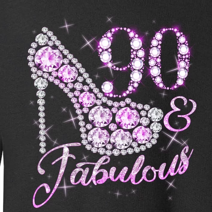 Fabulous & 90 Sparkly Shiny Heel 90th Birthday Toddler Sweatshirt