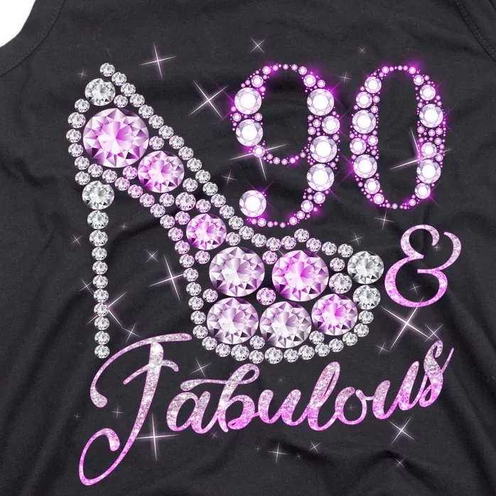 Fabulous & 90 Sparkly Shiny Heel 90th Birthday Tank Top