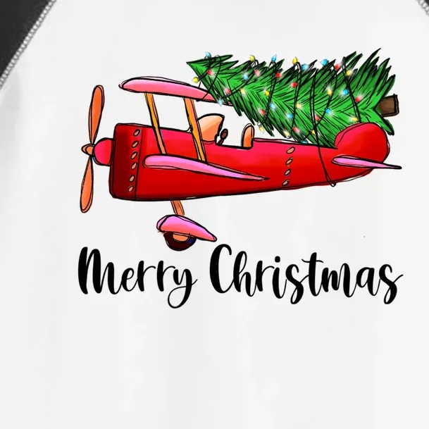 Funny Airplane Christmas Light Tree Airplane Pajama Xmas Great Gift Toddler Fine Jersey T-Shirt